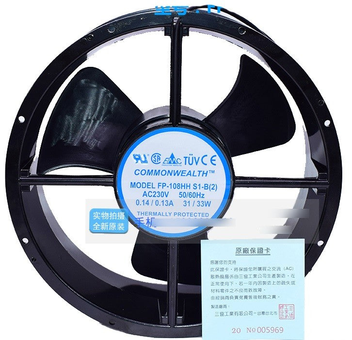 COMMONWEALTH FP-108HH S1-B (2) 230V 0.14/0.13A 33W 2wires Cooling Fan - Original New COMMONWEALTH FP-108HH S1-B (2) 230V 0.14/0.13A 33W 2wires Cooling Fan - Original New